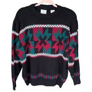 Ash Creek Trading VTG Mens Pullover Sweater Size 1X Black Cabincore Ski Lodge